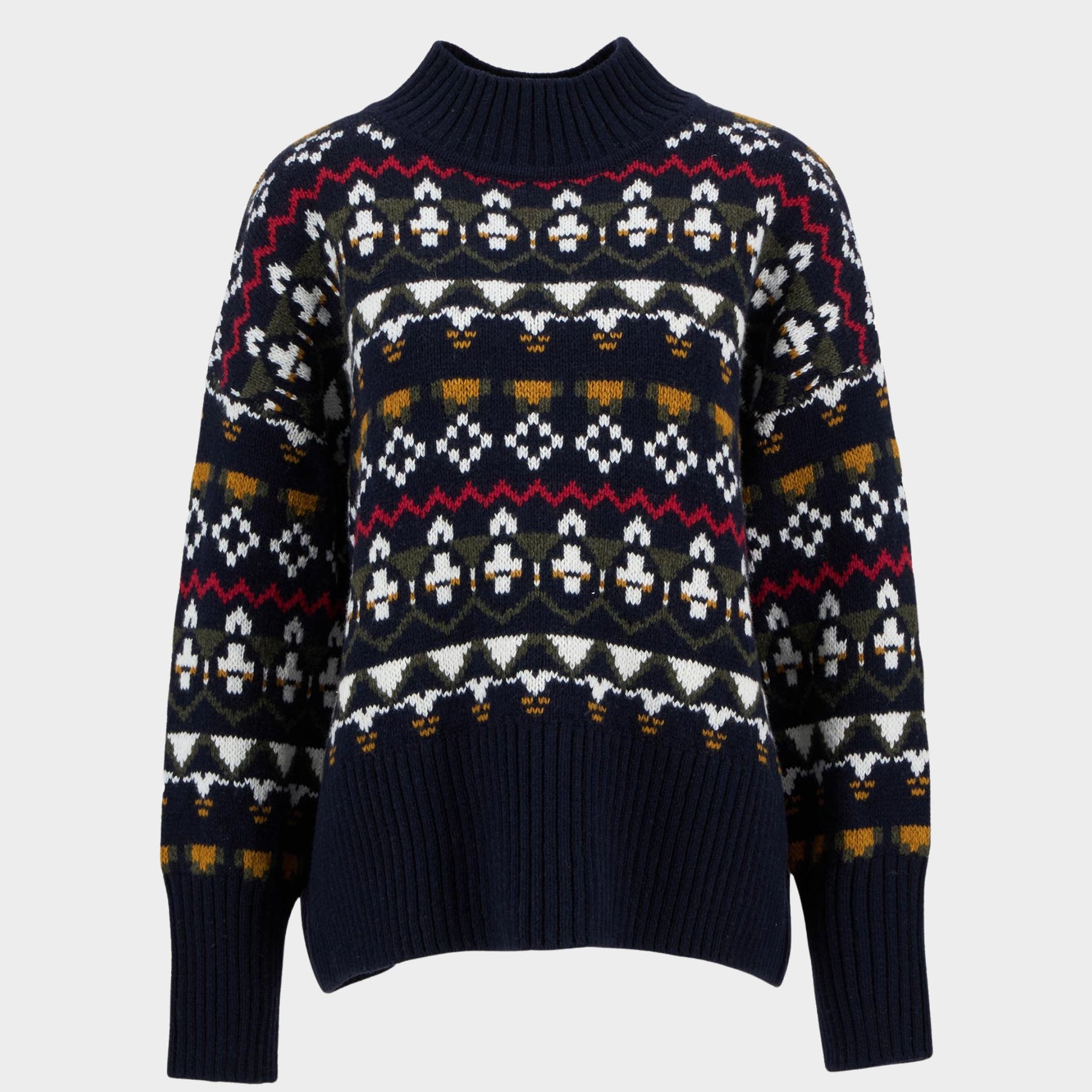 Barbour Women's Larisa Fair Isle High-Neck Jumper in Navy