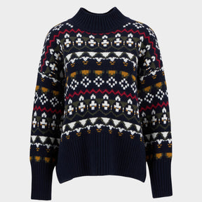 Barbour Women's Larisa Fair Isle High-Neck Jumper in Navy