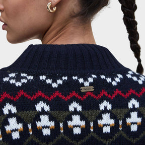 Barbour Women's Larisa Fair Isle High-Neck Jumper in Navy