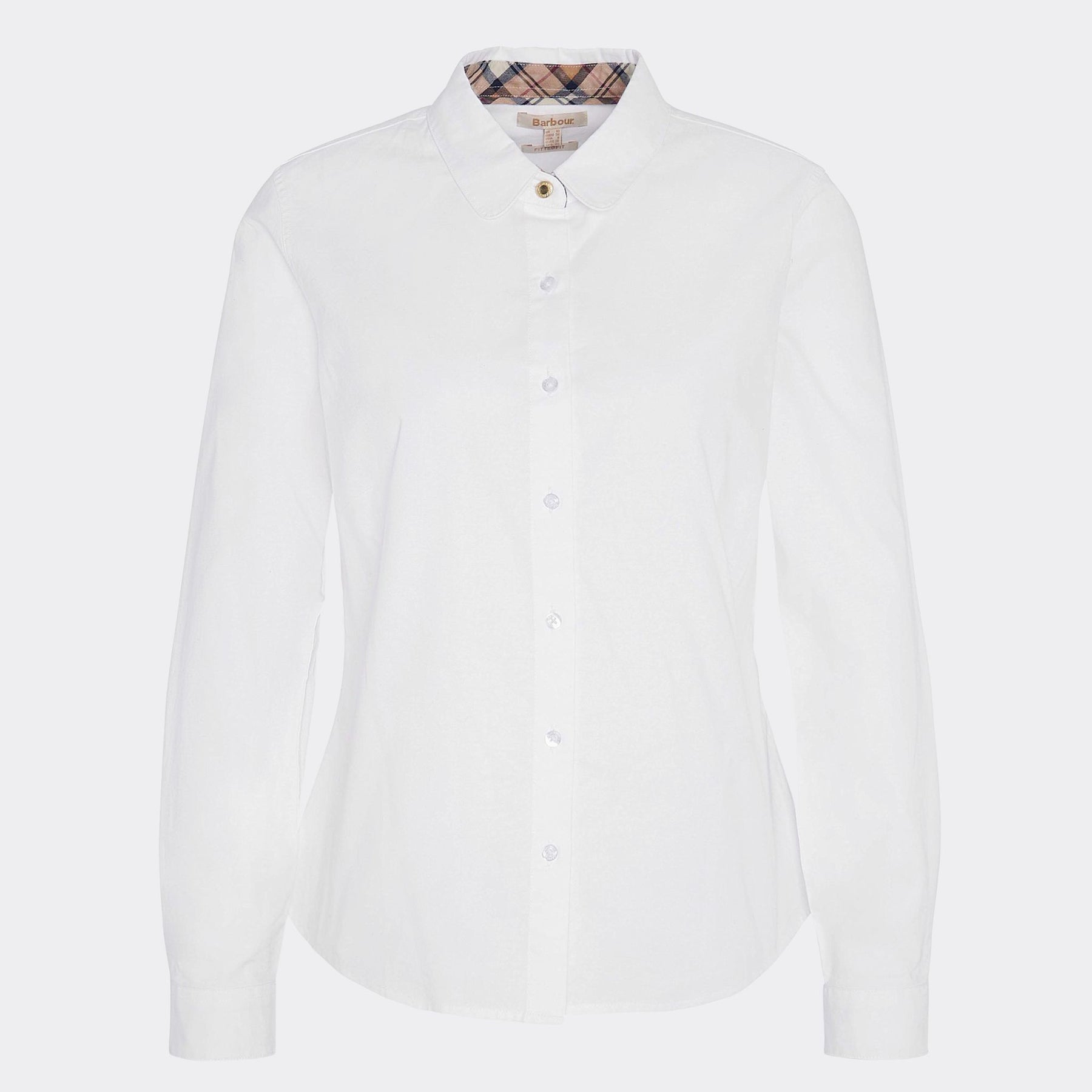 Barbour Women's Lavender Tailored Long-Sleeved Shirt in White & Hessian Tartan