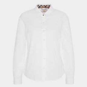 Barbour Women's Lavender Tailored Long-Sleeved Shirt in White & Hessian Tartan