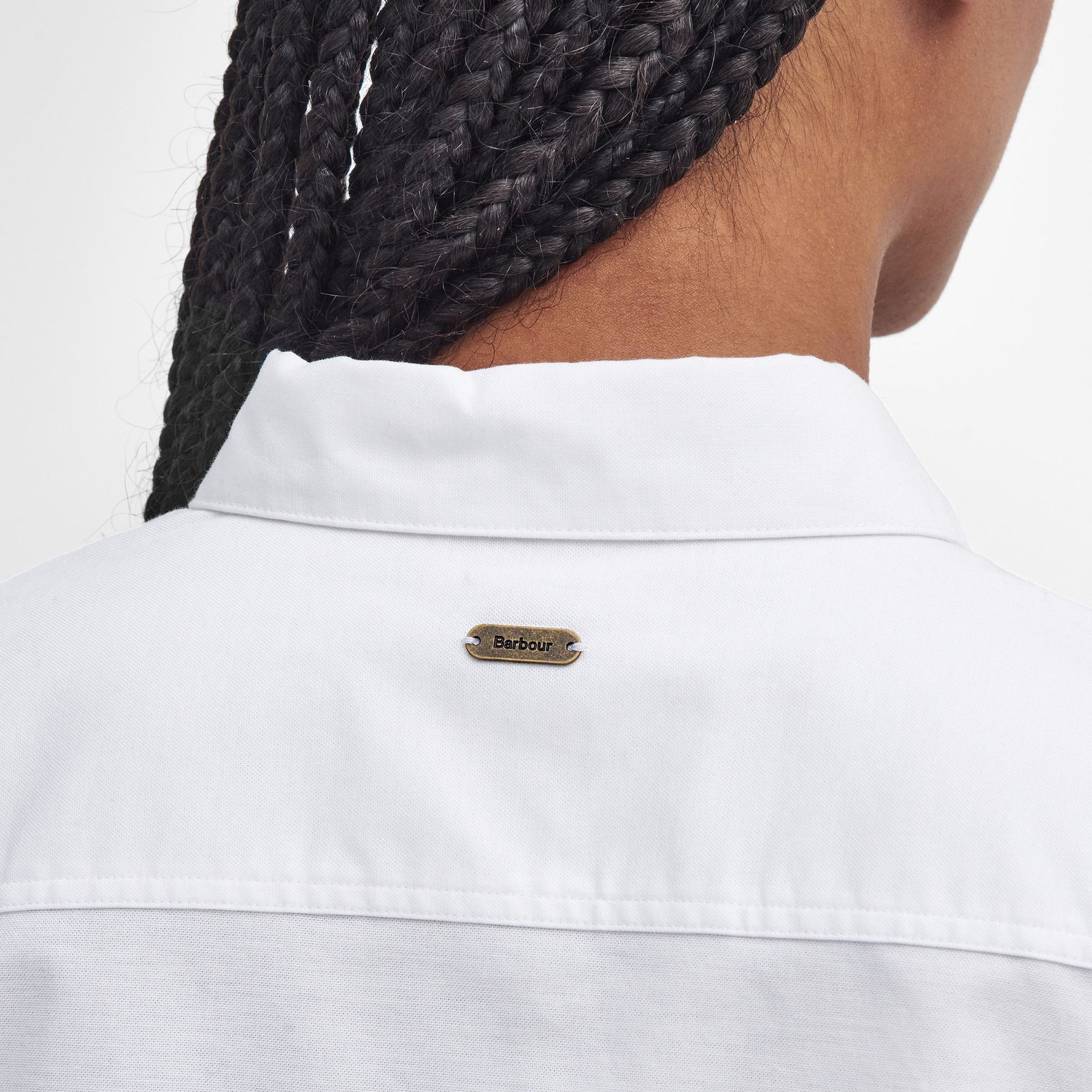 Barbour Women's Lavender Tailored Long-Sleeved Shirt in White & Hessian Tartan