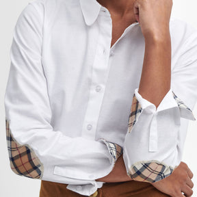 Barbour Women's Lavender Tailored Long-Sleeved Shirt in White & Hessian Tartan