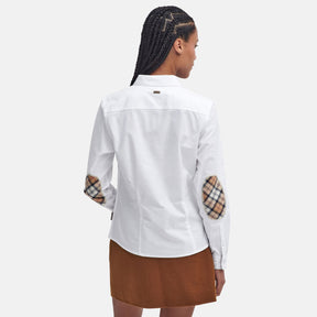 Barbour Women's Lavender Tailored Long-Sleeved Shirt in White & Hessian Tartan