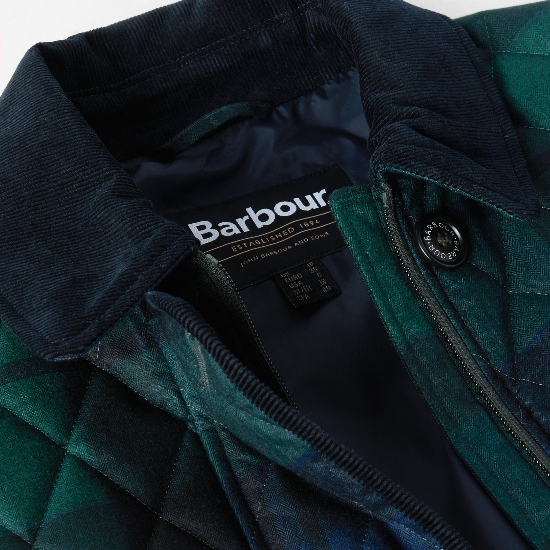 Barbour Women's Loudon Tartan Quilted Jacket in Blackwatch Tartan