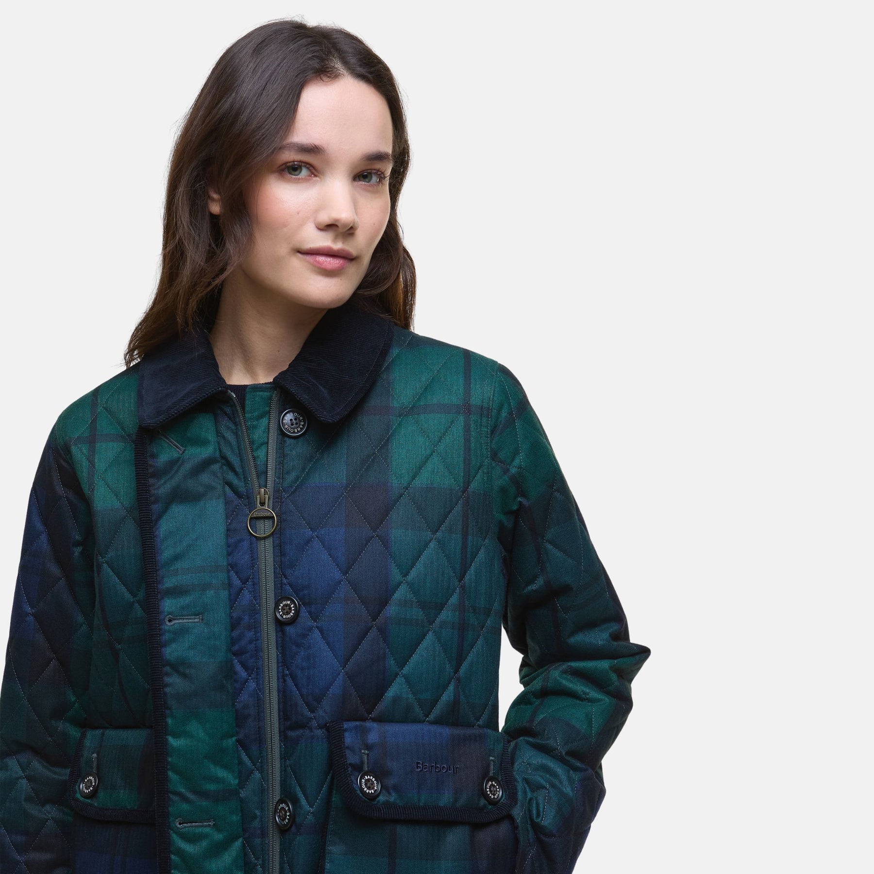 Barbour Women's Loudon Tartan Quilted Jacket in Blackwatch Tartan