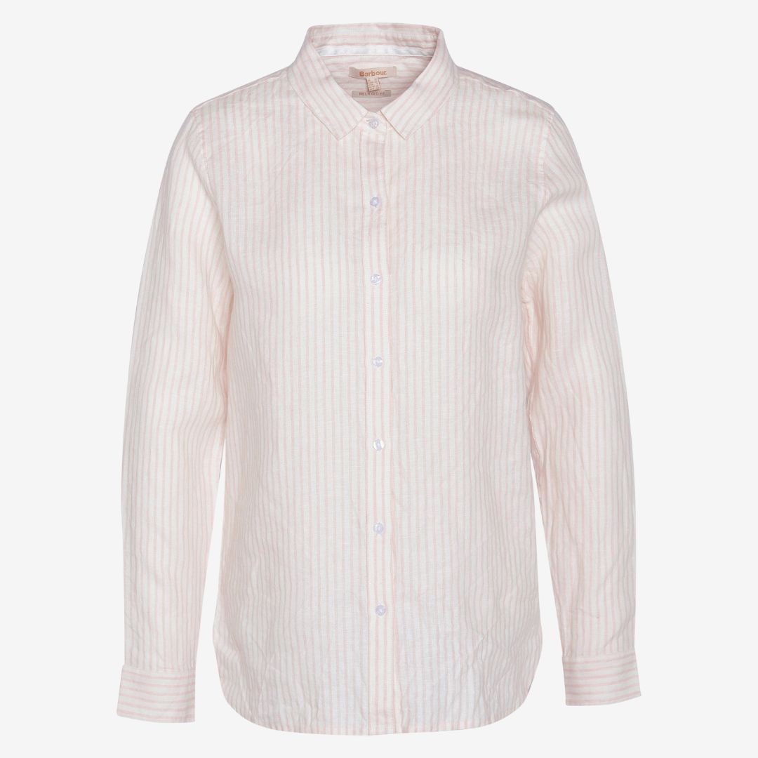 Barbour Women's Marine Relaxed Long-Sleeved Shirt in Primrose Pink Stripe