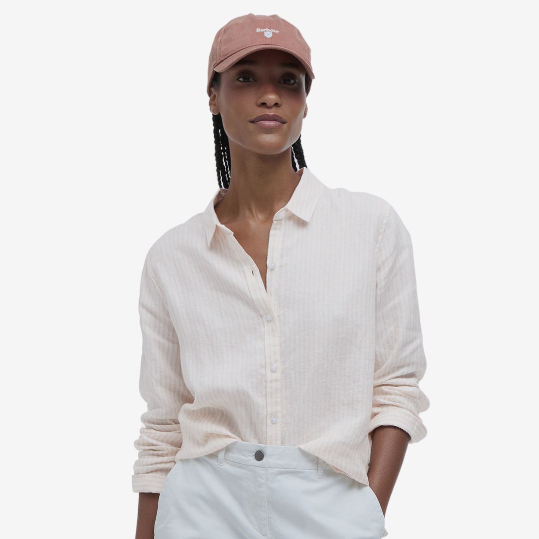 Barbour Women's Marine Relaxed Long-Sleeved Shirt in Primrose Pink Stripe