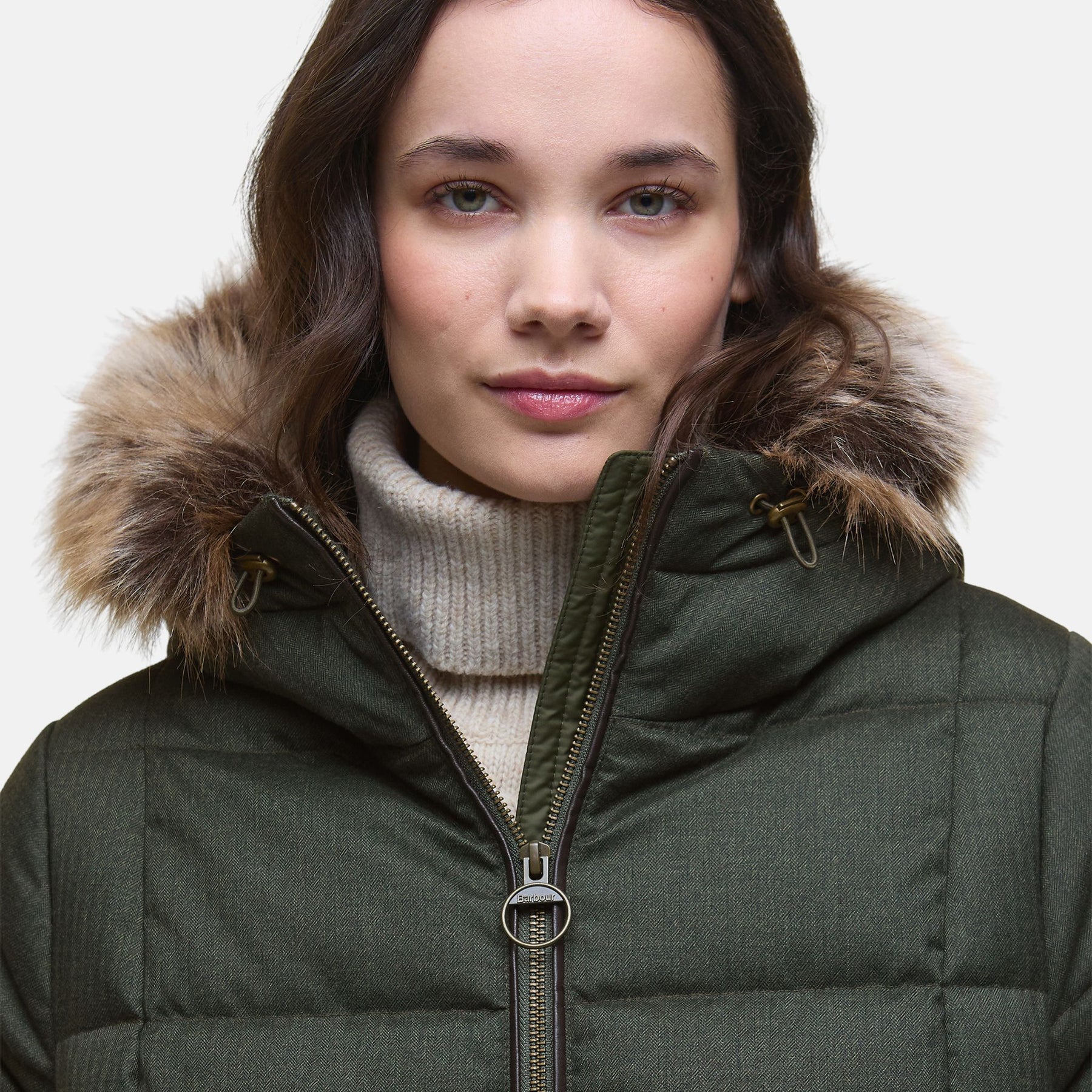 Barbour Women's Marjoram Puffer Long Jacket in Olive Classic