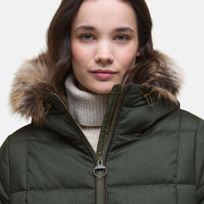 Barbour Women's Marjoram Puffer Long Jacket in Olive Classic