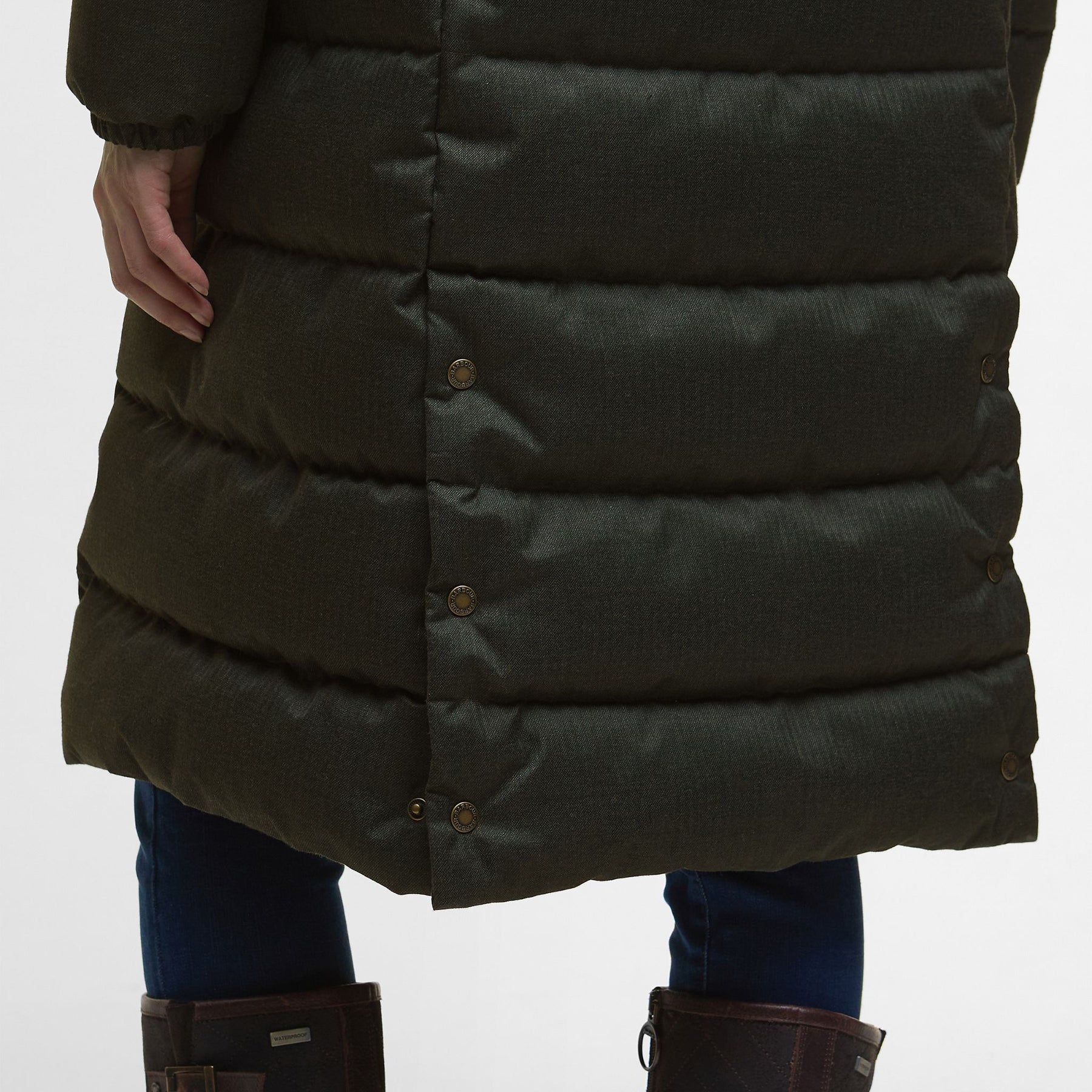 Barbour Women's Marjoram Puffer Long Jacket in Olive Classic