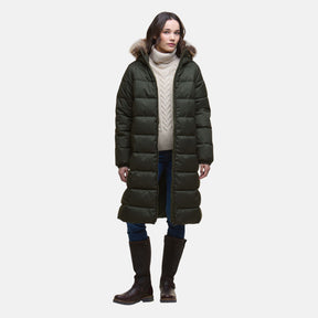 Barbour Women's Marjoram Puffer Long Jacket in Olive Classic