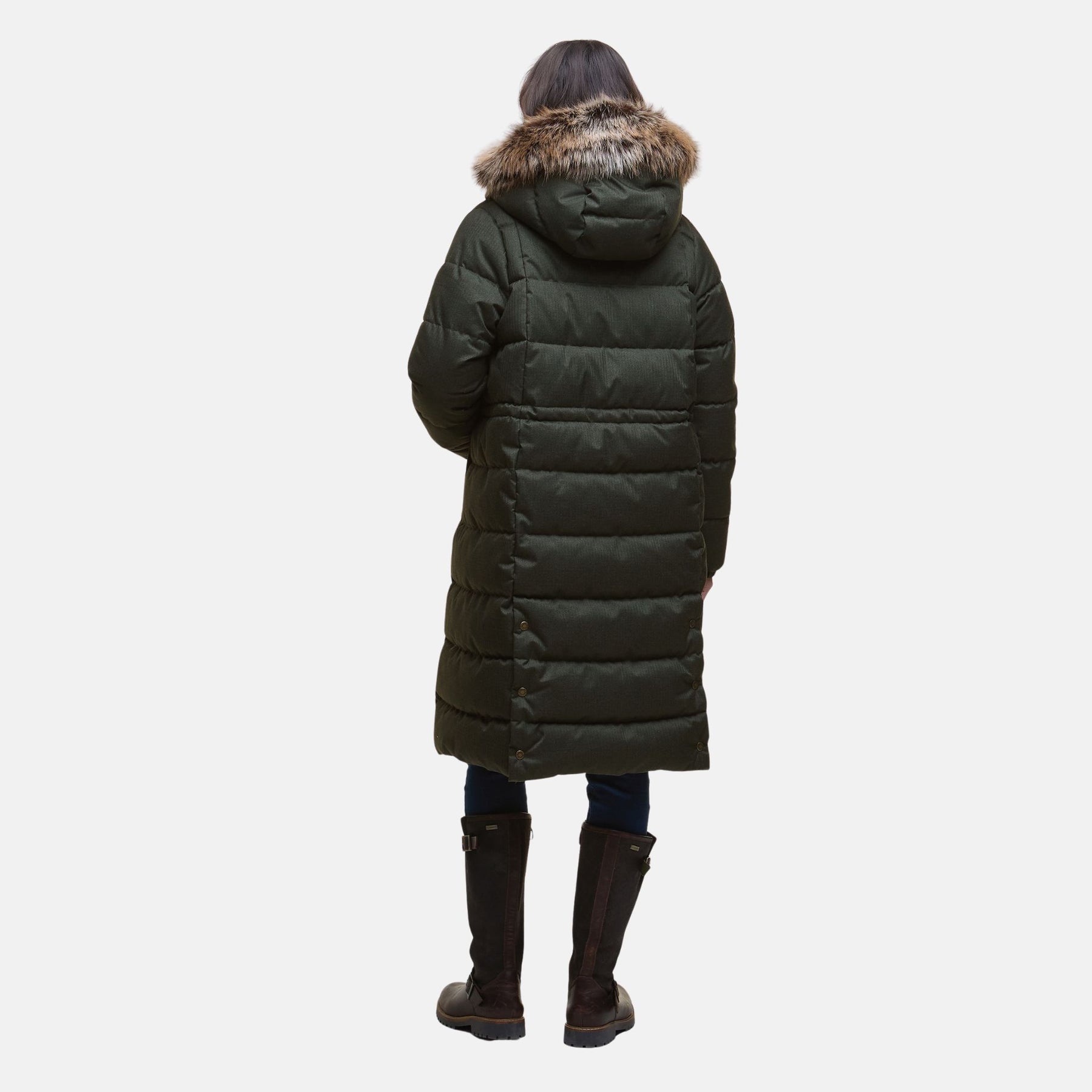 Barbour Women's Marjoram Puffer Long Jacket in Olive Classic
