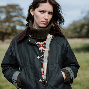 Barbour Women's Modern Beadnell Waxed Jacket in Sage & Ancient