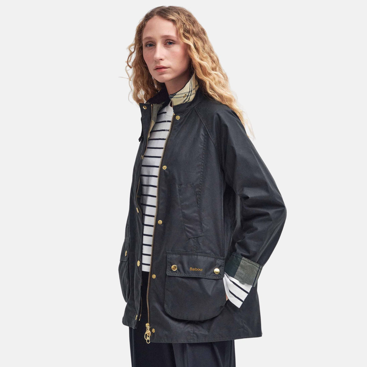 Barbour Women's Modern Beadnell Waxed Jacket in Sage & Ancient