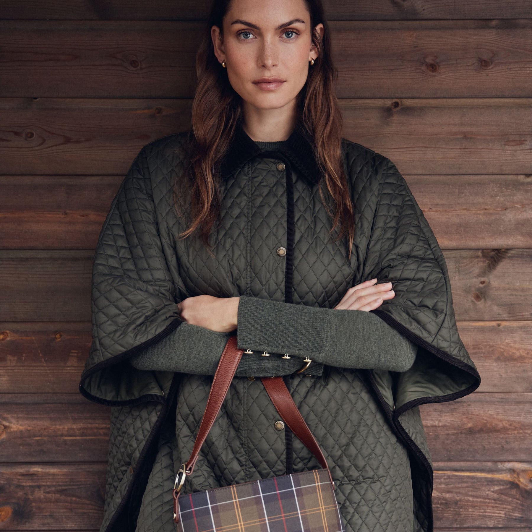 Barbour Women's Oakham Quilted Cape in Olive