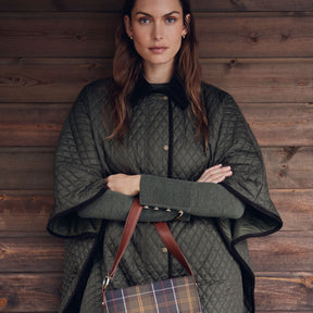Barbour Women's Oakham Quilted Cape in Olive