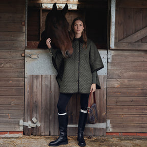 Barbour Women's Oakham Quilted Cape in Olive