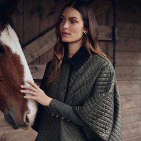Barbour Women's Oakham Quilted Cape in Olive
