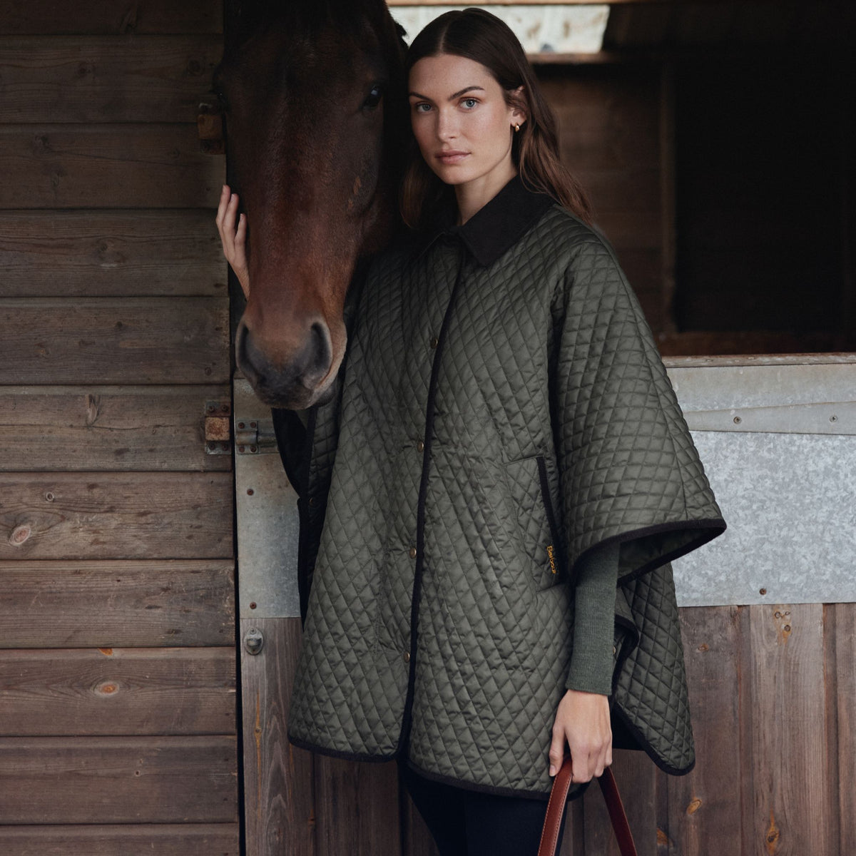 Barbour Women's Oakham Quilted Cape in Olive