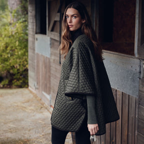 Barbour Women's Oakham Quilted Cape in Olive