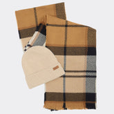 Barbour Women's Pendle Beanie & Blair Scarf Gift Set in Hessian Navy