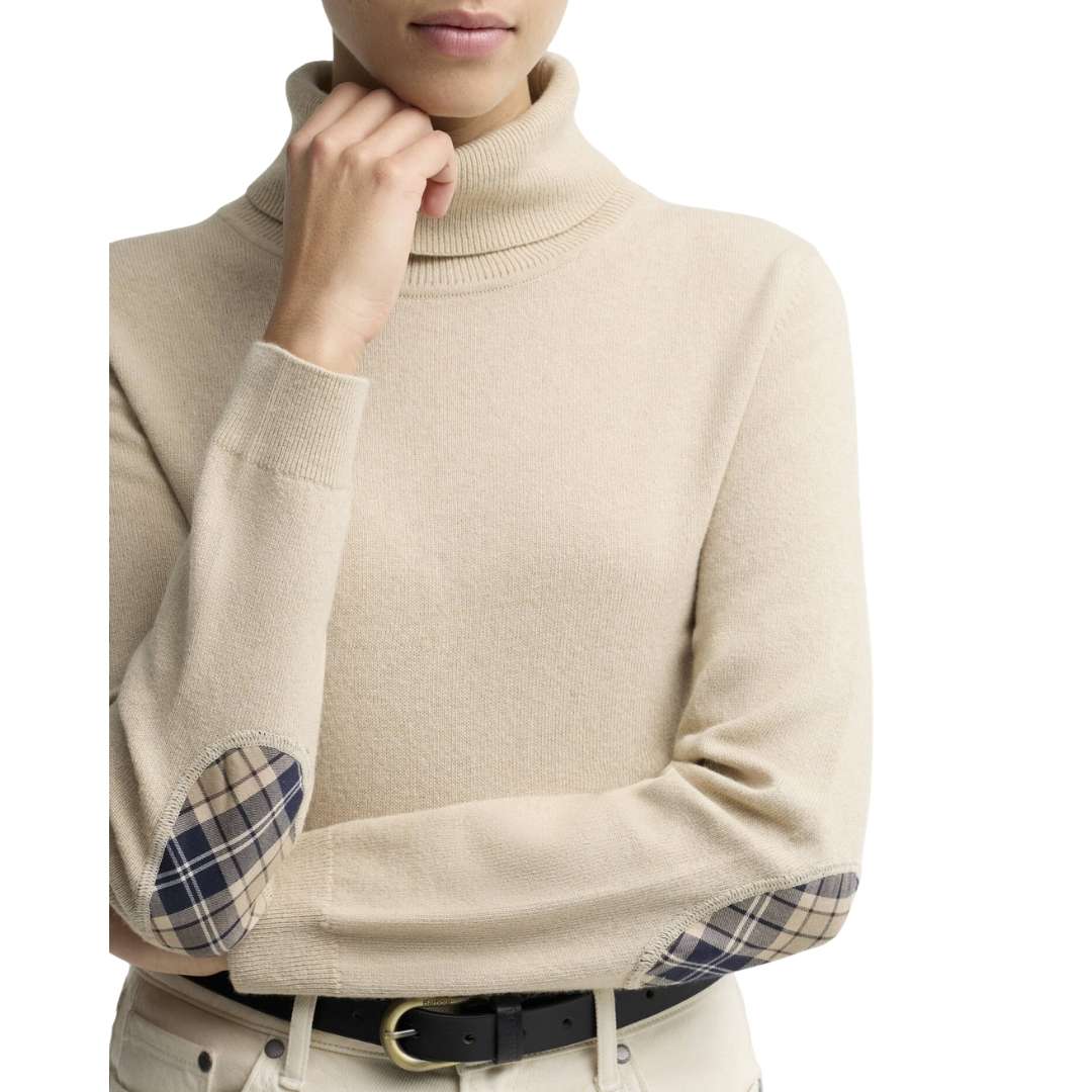 Barbour Women's Pendle Knit Roll Kneck Jumper in Honey/Birch