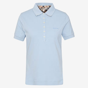 Barbour Women's Portsdown Polo Shirt in Breeze Blue & Hessian