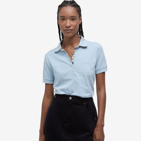 Barbour Women's Portsdown Polo Shirt in Breeze Blue & Hessian