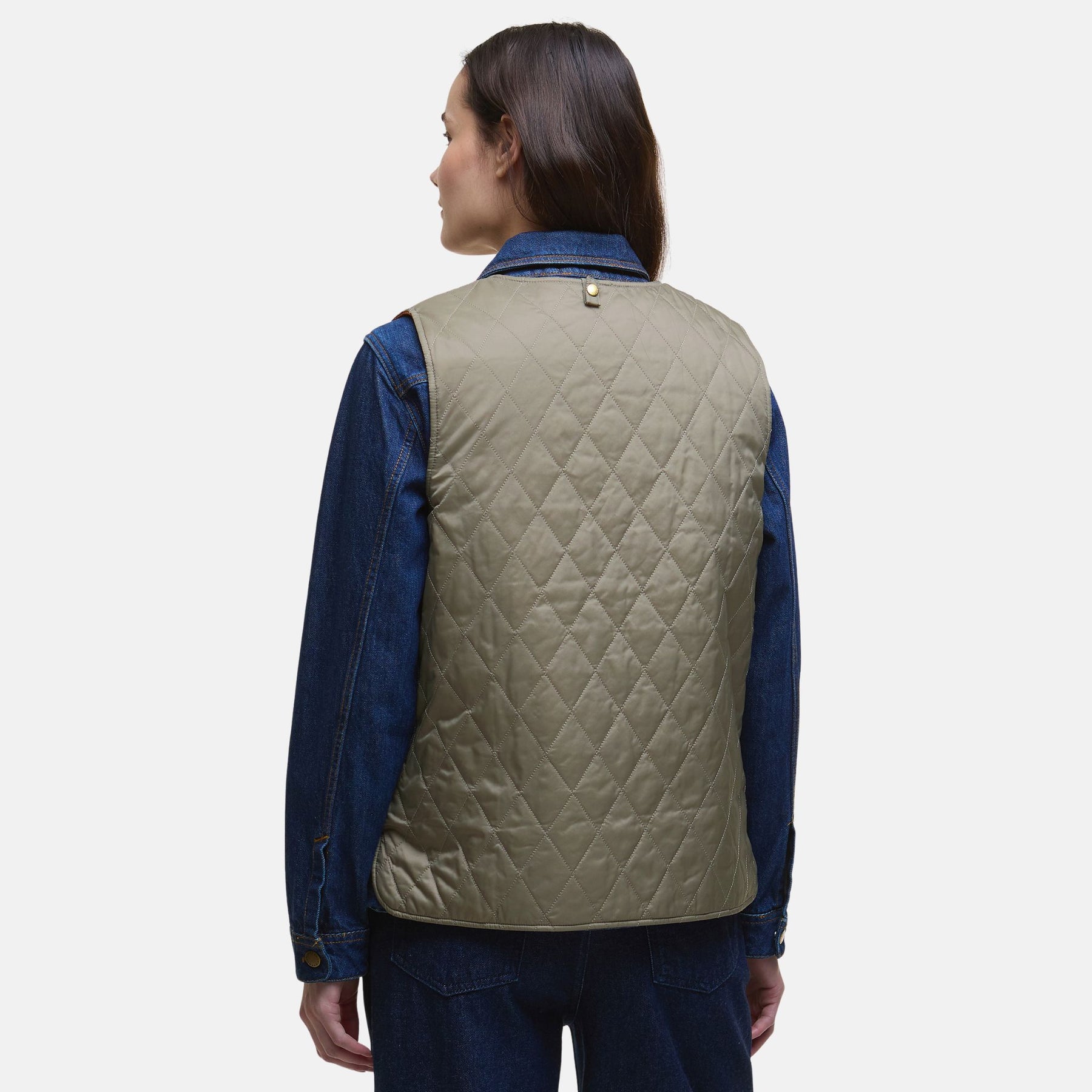 Barbour Women's Reversible Quilted Liner Gilet in Timberwolf & Marigold