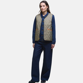 Barbour Women's Reversible Quilted Liner Gilet in Timberwolf & Marigold