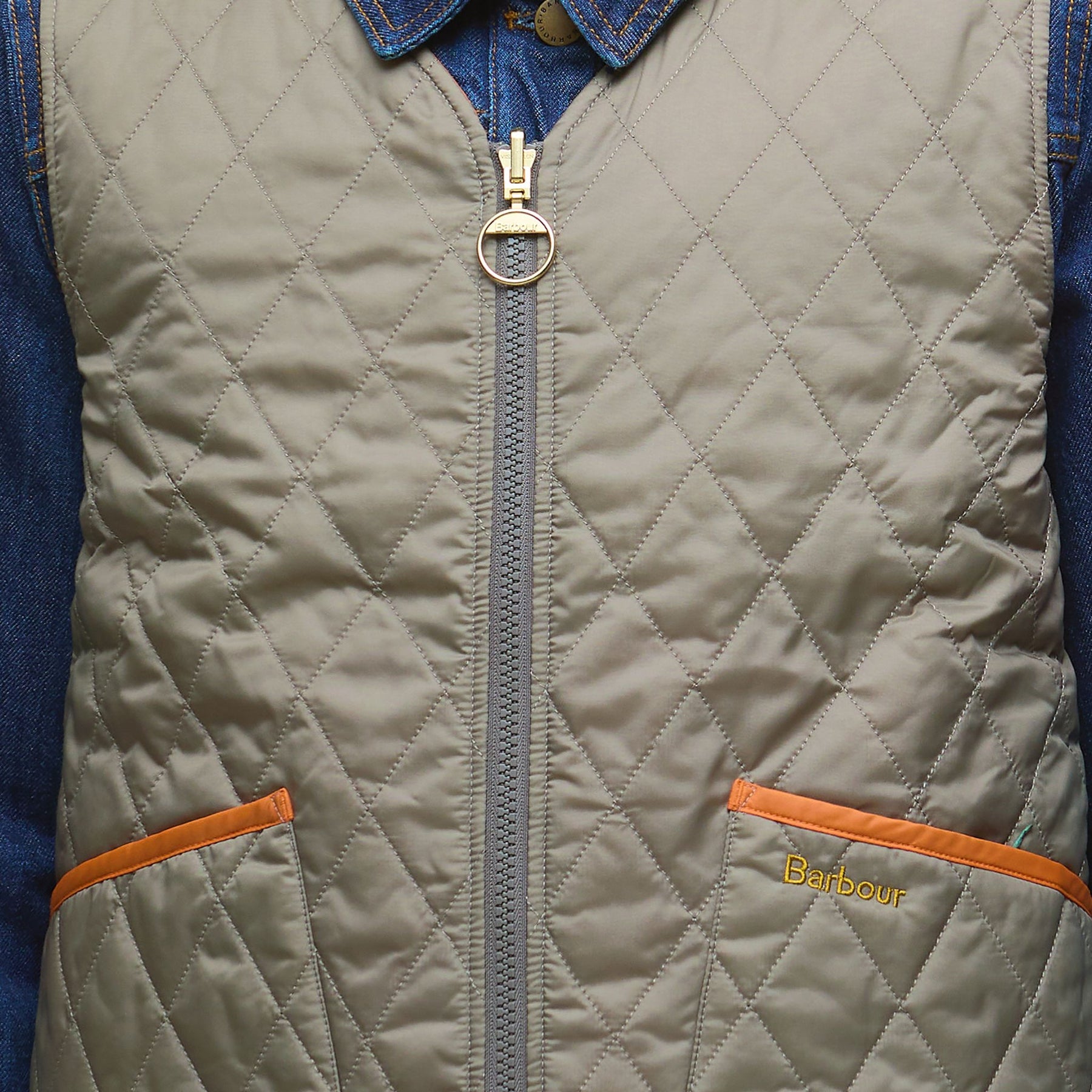 Barbour Women's Reversible Quilted Liner Gilet in Timberwolf & Marigold
