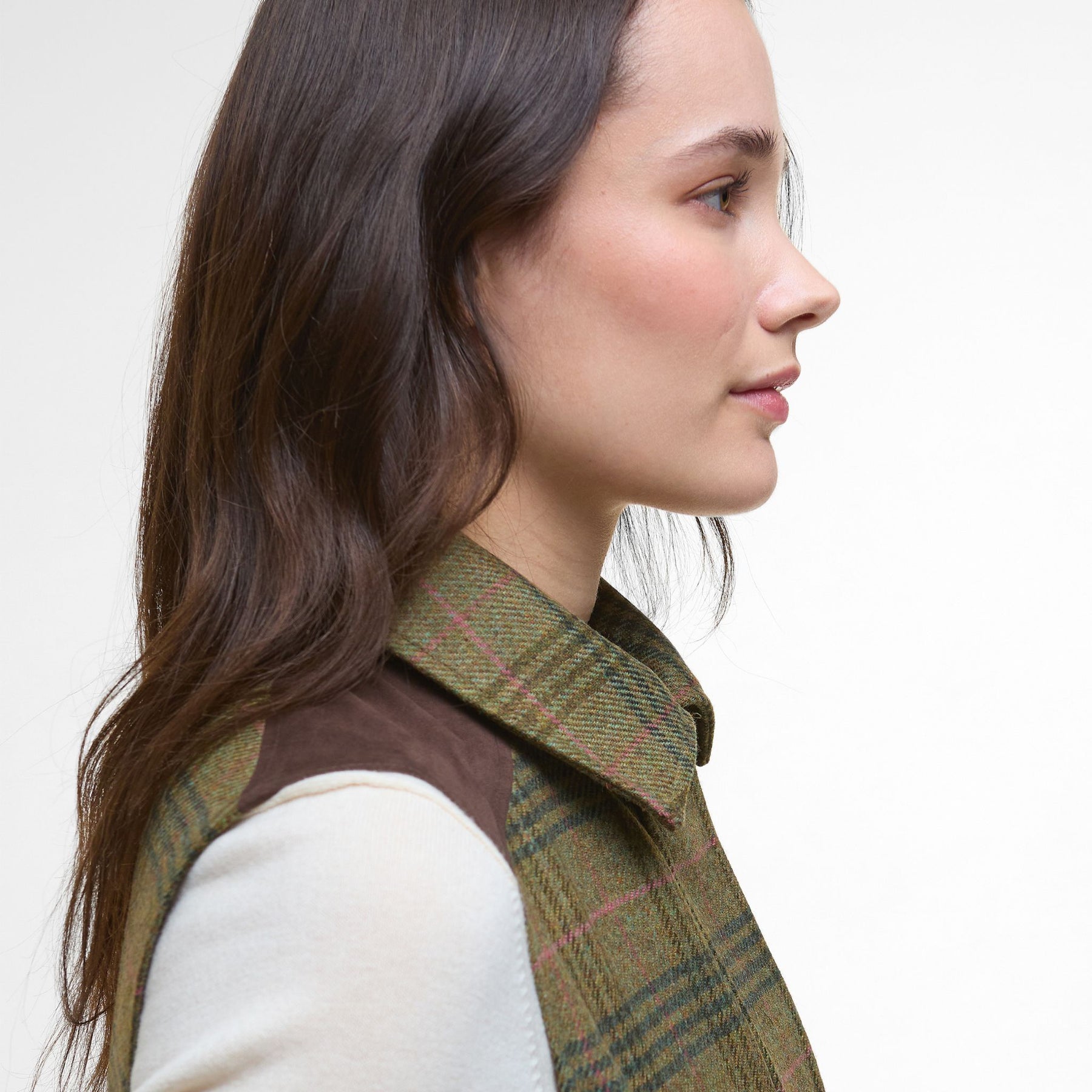 Barbour Women's Rosemary Wool Gilet in Arabesque & Brown