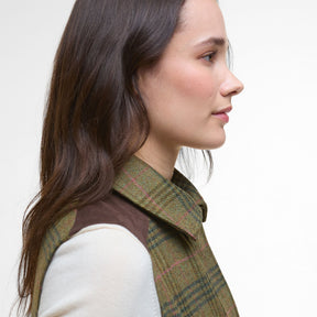 Barbour Women's Rosemary Wool Gilet in Arabesque & Brown