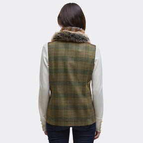 Barbour Women's Rosemary Wool Gilet in Arabesque & Brown