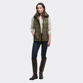 Barbour Women's Rosemary Wool Gilet in Arabesque & Brown