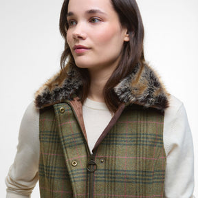Barbour Women's Rosemary Wool Gilet in Arabesque & Brown