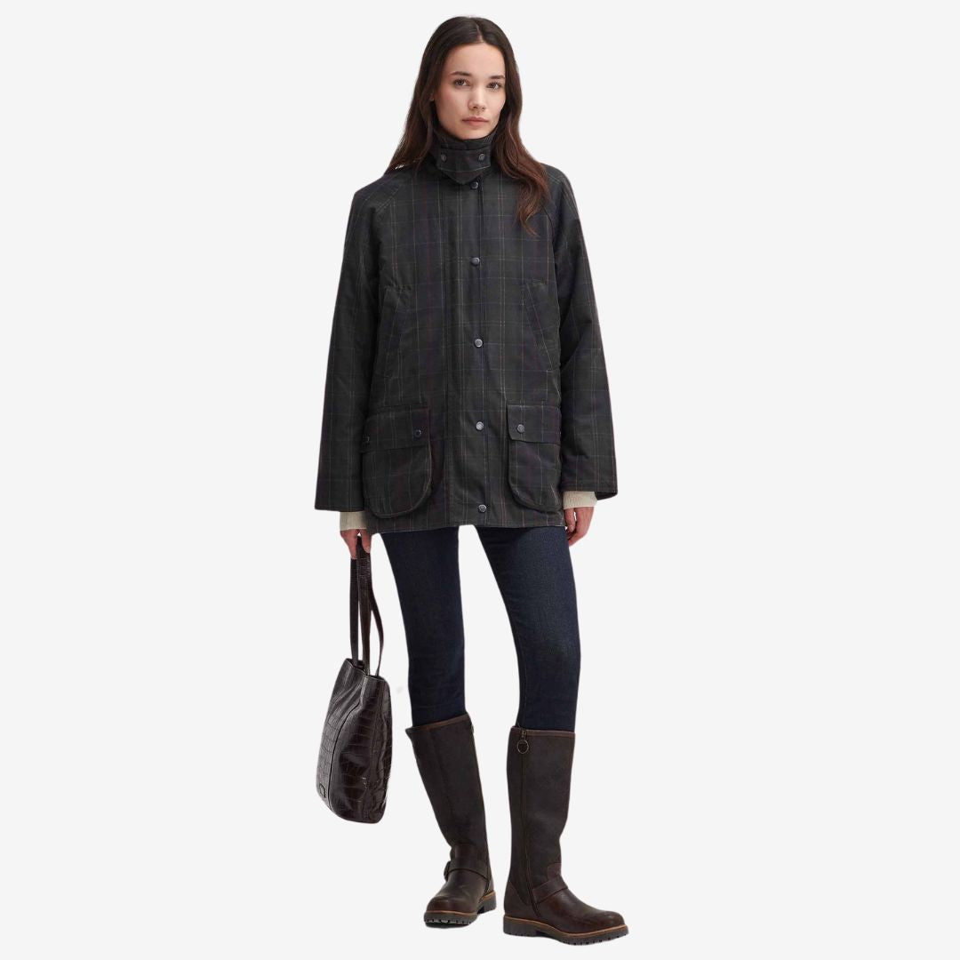 Barbour Women's Tartan Ashby Waxed Jacket in Dark Classic