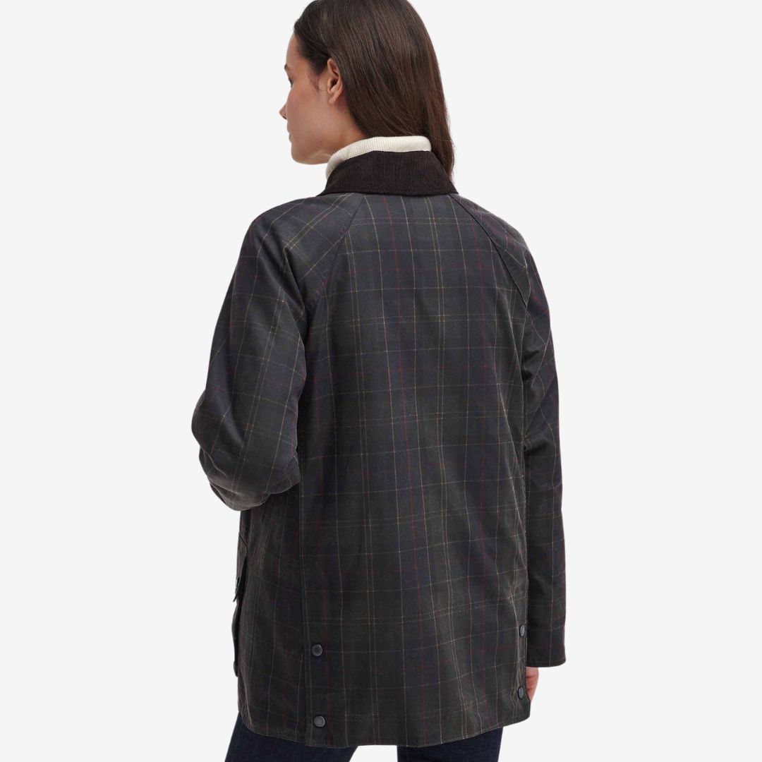 Barbour Women's Tartan Ashby Waxed Jacket in Dark Classic