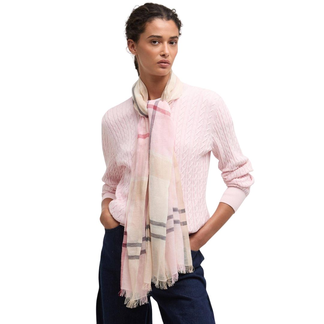Barbour Abigail Tartan Scarf in Cherry Blossom