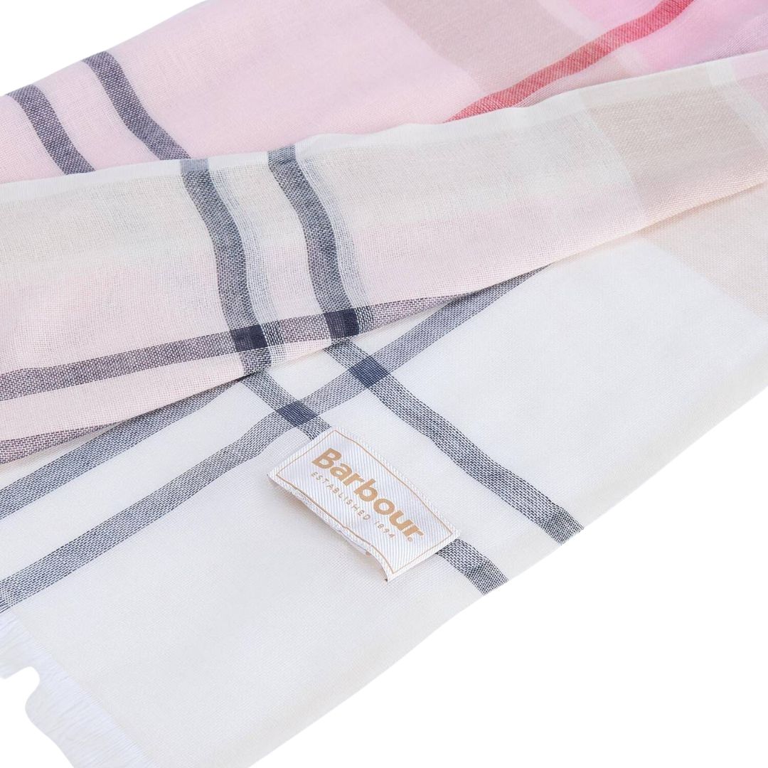 Barbour Abigail Tartan Scarf in Cherry Blossom