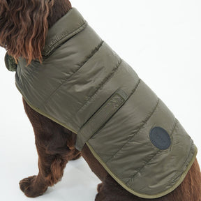 Barbour Baffle Quilted Dog Coat in Dark Olive