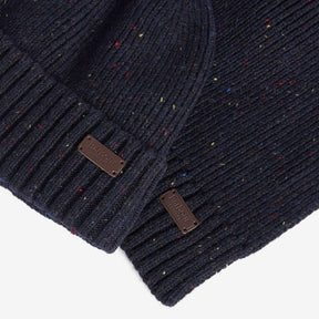 Barbour Carlton Fleck Beanie & Scarf Gift Set in Navy