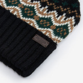 Barbour Case Fairisle Beanie in Green Loch