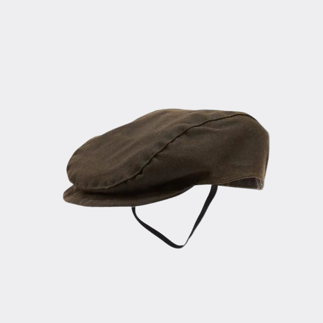 Barbour Dog Wax Flat Cap in Olive