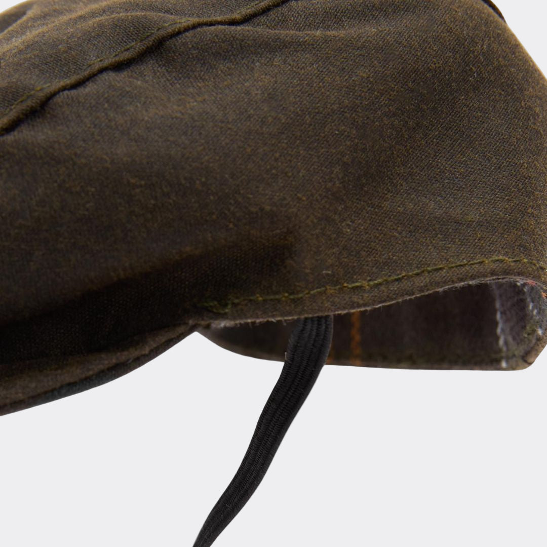 Barbour Dog Wax Flat Cap in Olive