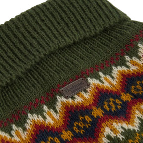 Barbour Fair isle Dog Jumper & Bobble Hat Gift Set in Olive