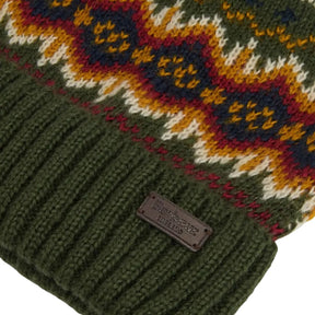 Barbour Fair isle Dog Jumper & Bobble Hat Gift Set in Olive