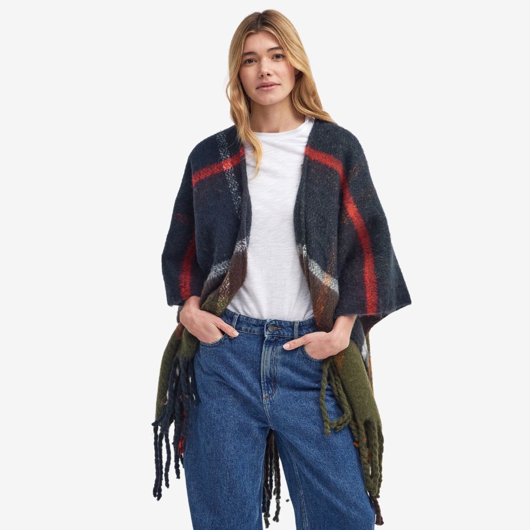 Barbour Isla Boucle Serape in Classic Tartan