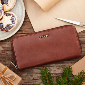 Barbour Laire French Purse in Brown & Classic Tartan